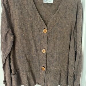 Flax Brown Button-Up Blouse